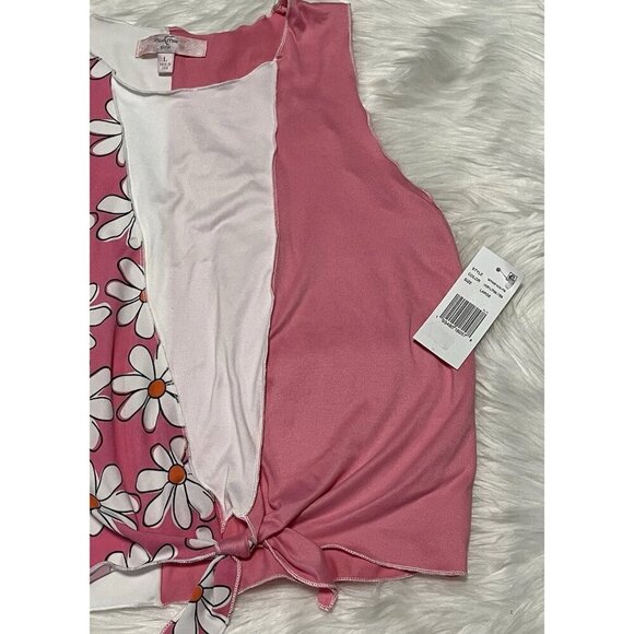 New Moa Moa Girls Daisy Floral Pink Short Sleeve Size L Large Made in USA - Picture 5 of 9